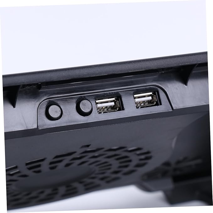 Laptop Cooling Pad with 5 Fans USB Powered Anti-Skid Cooler Stand for Gaming and Work Laptops Adjustable Multi-Angle Heatsink Base in Black for Enhanced Heat Dissipation