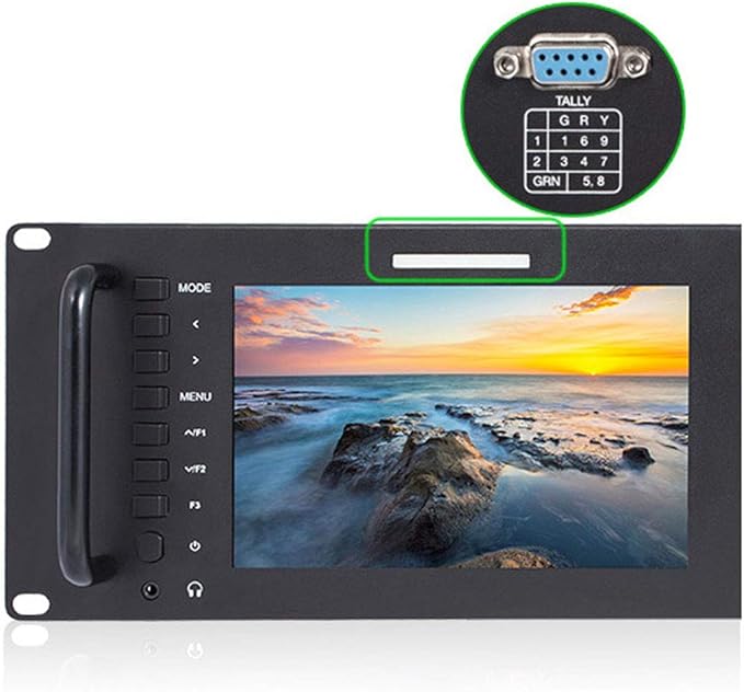 FEELWORLD D71 Plus 3RU Dual 7 inch 3G SDI Broadcast Rack Mount Monitor 1920x1200 HD LCD IPS Screen with 3 Color Tally Light HDMI AV Input Output