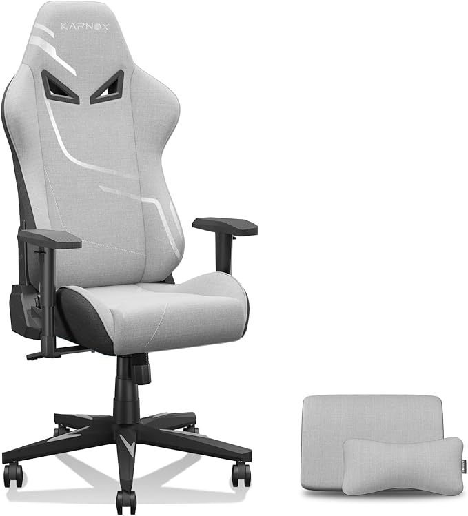 KORNOX Gaming Chair Fabric Ergonomic for Adults Office Chair High BackDesk Chair RacingTask Chair Cloth Adjustable SwivelGame Chair with Headrest and Lumbar Support for TeensSilver Grey