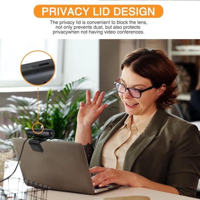 4K Webcam 8MP Ultra HD Live Video Conference Camera with Built-in 4 Microphones 360 Degree Swivel Computer Web Camera with Privacy Shutter and Tripod USB Webcam for PC Mac Laptop Computer