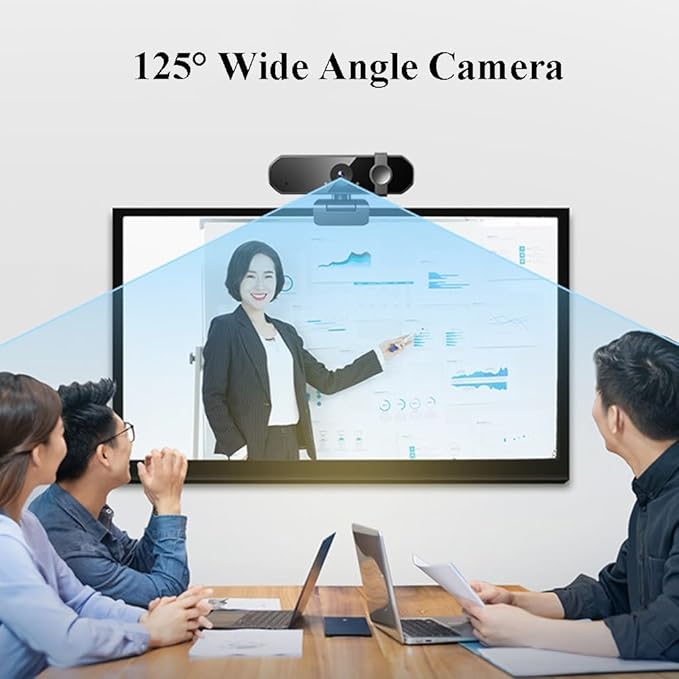 GIZNXBA Full HD Webcam with Built-in Microphone Plug &amp Play USB Webcam 125° Wide Angle Camera Privacy Cover for Desktop PC Or Laptop Computer Streaming(Black A1080P)