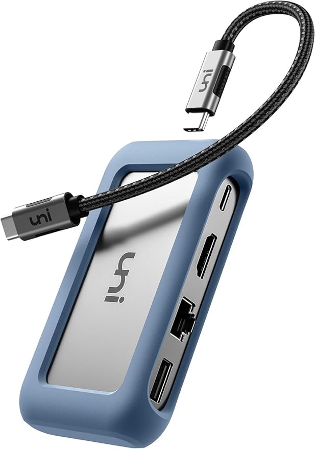 uni USB C Hub Multiport Adapter with Detachable Cable 8-in-1 USB C Hub with 4K HDMI 1Gbps Ethernet SD Card Reader 100W PD Compatible for MacBook Pro 2023 iPad Pro 2023 Galaxy S24/S23 &amp More