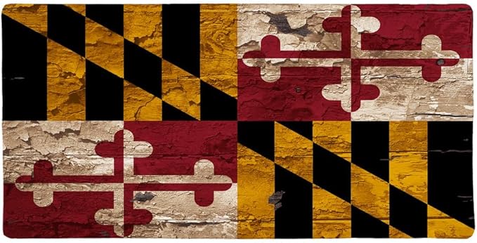 Rustic Distressed Maryland State Flag Large Gaming Mouse Pad Desk Mat with Stitched Edges Non-Slip Base