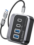 ORICO USB Hub 10Gbps with 2 USB A Ports+2 USB C Ports USB 3.2 Gen 2 Hub with 3.28Ft USB-C-A/C Cable USB Splitter for iMac MacBooks Mac mini