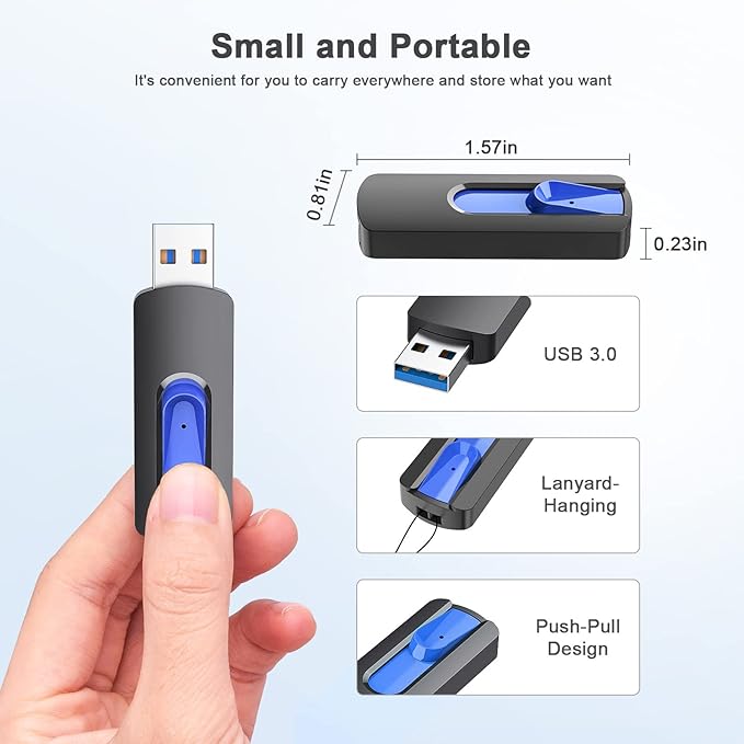 JUANWE 128GB 2 Pack USB Flash Drives Thumb Drive Retractable Slide USB 3.0 Flash Drive Memory Sticks USB Drive Portable with Lanyard Hole Jump Drive for Srotage &amp Backup (128 GB 2 Pack)