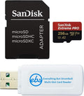SanDisk 256GB MicroSDXC Extreme PRO Memory Card Works with GoPro Action Camera Hero 12 Black - Bundle with SD and MicroSD Card Reader