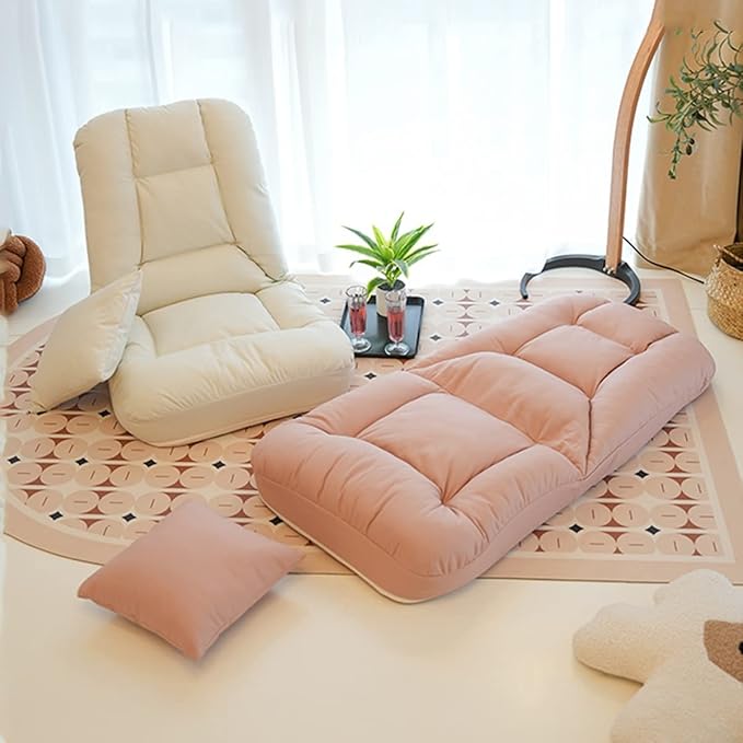 Floor Bed Sofa Chair for Bedroom Portable Padded Yoga ChairAdjustable Floor Chair with Back Support Gaming Chair Meditation Chair for Adult Thick Cushion (Color : Yellow)