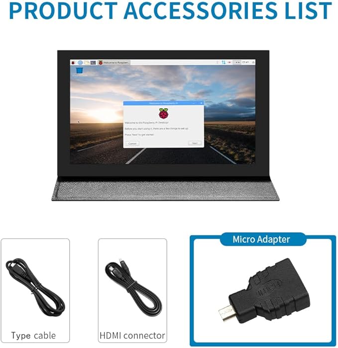 high Pixel USB-C 7inch HDMI Portable Display with Touch Screen for Raspberry pi 3/3B/3B+/4/4B Orange pi Banana pi MINI PC IPS Module