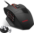 Premium Wired MMO Gaming Mouse For MOBA/FPS/RPG16400 DPIRapid Fire One-Button Triple Shot5.9FT Cable5 RGB Backlit18 Programmable Side Buttons 8 x 2.4g Weight TuningFor PC Computer/Desktop