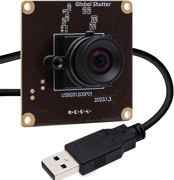 SVPRO Global Shutter USB Camera Module 90fps High Speed Webcam Board 1920x1200 2MP AR0234 UVC Webcam Module with Distortion Free M12 Lens for ComputerSlow Motion Board Camera for Golf Swing