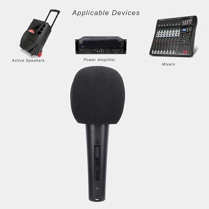 AMAKO Wired Dynamic Microphone:Cardioid Handheld Microphone Setfor Speakers Mixers and Amplifiersfor Clear Recording Effects (Black)