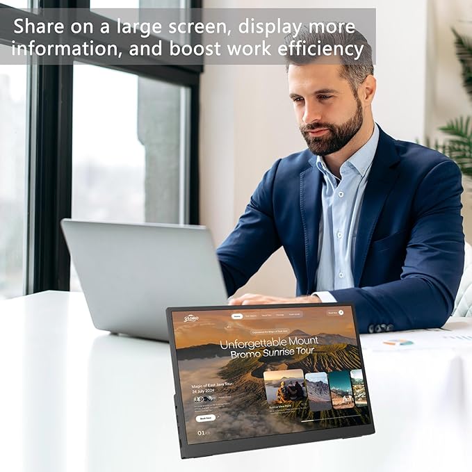 Portable Monitor Touchscreen 15.6''Laptop Screen Extender FHD IPS Touch Screen Travel Monitor with Kickstand &amp Speaker HDMI USB C External Monitors for Laptop Phone Computer Xbox Switch