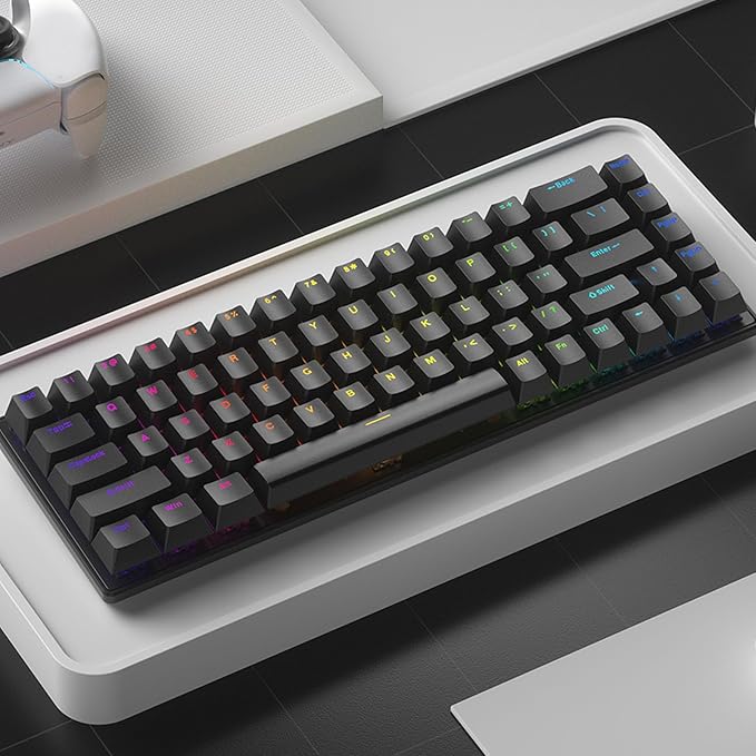 Mechanical Keyboard 2000mAh Blue Switches 3 Modes 2.4G Gaming Mechanical Keyboard for Smartphones for Tablets (Black)