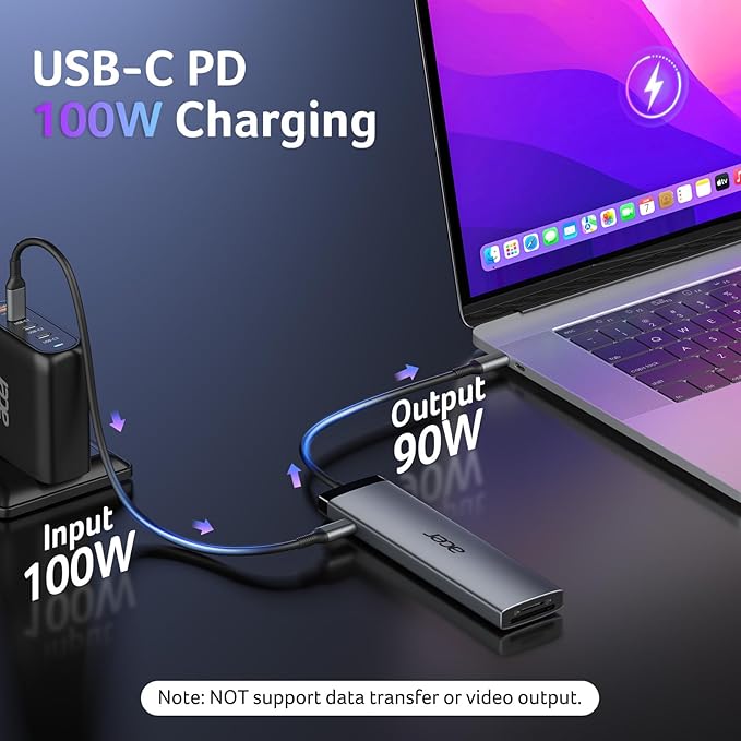 Acer 8 in 1 USB C Hub 10Gbps USBC to HDMI Adapter 4K@60Hz 2×USB-C 3.2 2×USB A 3.0 Data Transfer 100W PD Port Type C Multiport Splitter with SD/TF Card Reader for Laptop PC Desktop iPad Pro
