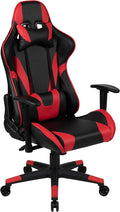 Flash Furniture X20 Fully Reclining LeatherSoft Racing Style Gaming Chair with and Lumbar Pillows Ergonomic Padded Swivel Computer Chair Red/Black