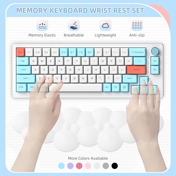 ATTACK SHARK 4 in1 Cloud Mouse PadKeyboard Wrist RestMouse Wrist Rest Supportand Leather Coaster Set with Office Desk MatNon-Slip PU Desk Pad Memory Foam Ergonomic Pain Relief for Office and Home