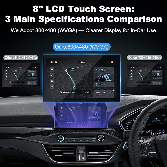 8'' DJ080PA-01A LCD Touch Screen Replacement for MyLink/GMC IntelliLink System (55 Pin) - Compatible with 2015-2018 Chevy Silverado Suburban Tahoe/GMC Yukon Sierra 800×480P Display 2-Year WTY