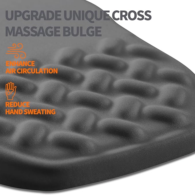 Ergonomic Slope Mouse Pad Wrist Support Wrist Rest Mousepad for Carpal Tunnel Pain Relief with Massage Bulge and Slow Rebound Memory Foam (12x8 inch Dark Gray)