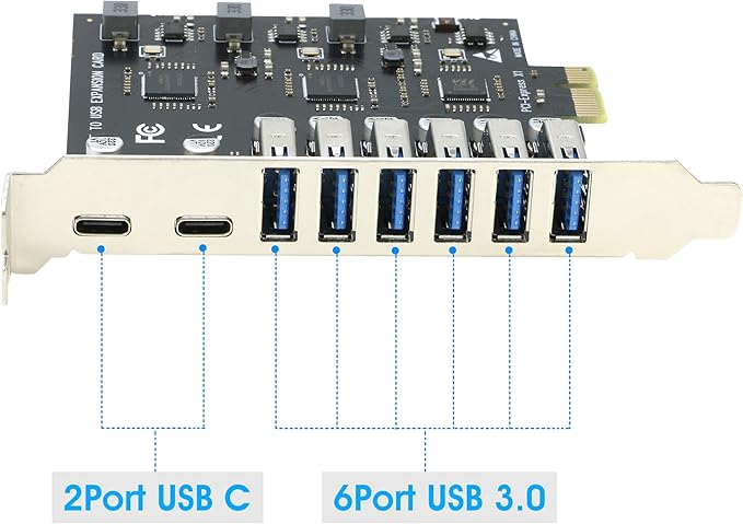 USB 3.0 PCIe Card RIITOP PCI-e to 2Port USB C + 6 Port USB 3.0 Internal Expansion Card 5Gbps
