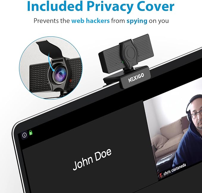 NexiGo N60 1080P Webcam with Microphone Software Control &amp Privacy Cover USB HD Computer Web Camera Plug and Play for Zoom/Skype/Teams Conferencing and Video Calling