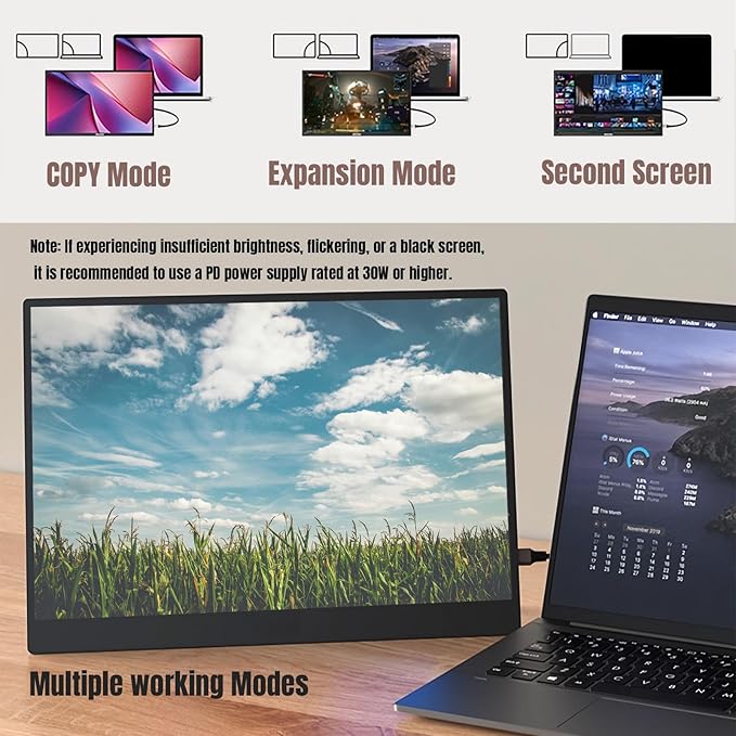 14 Portable Monitor Ultra-Slim 3000 * 2000P LTPS/ 3K HDRBracket Laptop Screen Extender HDMI/Type C Port Second Screen for Laptop/PC/Mac/Phone/Xbox/PS4/Switch