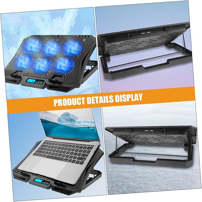 BESPORTBLE Laptop Cooling Pad with Adjustable Rotation Fan 15.6 Inch Quiet Cooling Stand for Laptops USB Powered for Gaming and Office Use