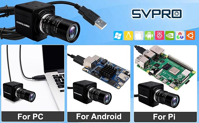 SVPRO 260fps High Speed Glof Swing Camera 1080P 60fps Manual Focus Computer Webcam with 5-50mm Lens 10X Optical Zoom Close-ups for Windows Linux MacOS Android Raspberry Pi