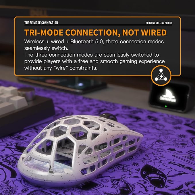 Darmoshark M2PRO Carbon Fiber Wireless Gaming MouseTri-Mode 8K/USB-C/Bluetooth Mouse Up to 30000DPIPAW3950 Optical Sensor Lightweight 40g5 programmable ButtonComputer Mouse for LaptopPCMac