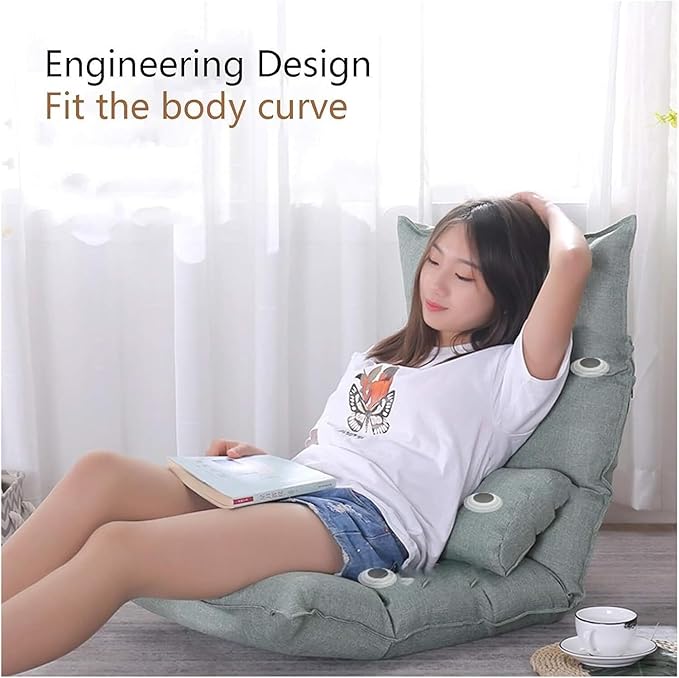 ELEFOCUS Folding Sofa Chair Folding Floor Chair Balcony Ergonomic Design Leisure Chair for Living Room Bedroom(Grey)