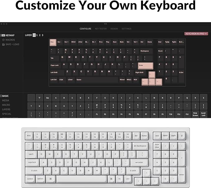 Keychron K4 Pro QMK/VIA Custom Wireless Mechanical Keyboard Programmable Hot-swappable 100 Keys RGB Backlight Wired Gaming Keyboard with K Pro Brown Switches for Mac/Windows/Linux