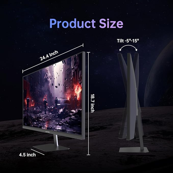 KTC 24.5'' Gaming Monitor 180Hz FHDFast IPS 1080P 1 ms 128% sRGB HDR10Freesync HDMI x 2 /DP x 1 VESA Tilt Adjustable Xbox PS5 Switch (HDMI Cable Included) (Renewed)
