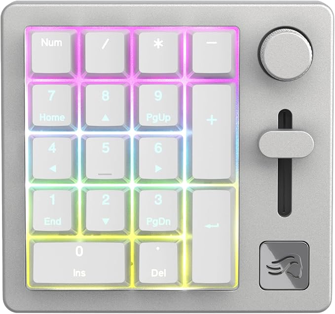 GLORIOUS GMMK Mechanical Numpad- 10 Key USB Programmable Keypad - Hot Swappable Volume Control RGB Backlit Wired &amp Wireless Bluetooth - Laptop &amp Keyboard Accessories- White