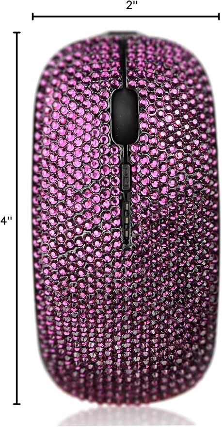 Bling Dazzling Rhinestone 2.4GHz Rechargeable Wireless Mouse with USB ReceiverCompatible with NotebookPCLaptopComputerMacBook - Purple
