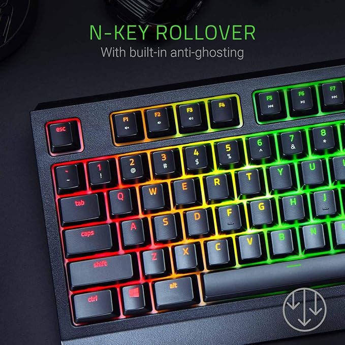 Razer BlackWidow Mechanical Gaming Keyboard: Green Mechanical Switches Tactile &amp Clicky Chroma RGB Lighting Anti-Ghosting Programmable Macro Functionality