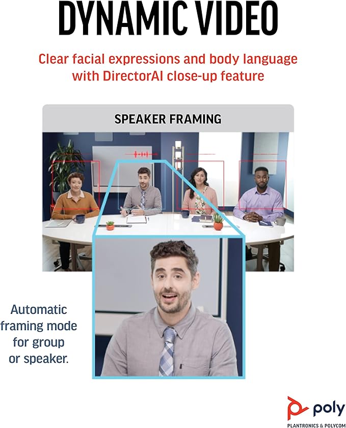 Poly Studio R30 4K Video Conference System - Camera Mic and Speaker Bar for Small Rooms - Presenter Tracking NoiseBlockAI Framing - Plug &amp Play - Works w/Teams Zoom &amp More