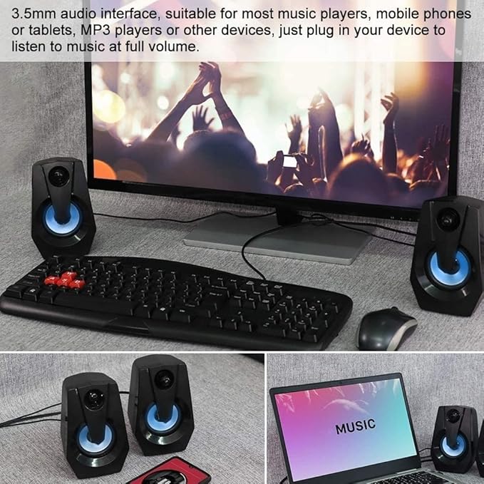 Computer Speakers Stereo Multimedia Desktop SpeakersGaming Speakers2.0 Channel Speakers for PC/Laptop/Tablets/Game Machine