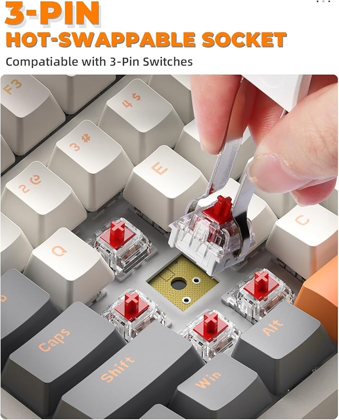 MAGIC-REFINER RK96 Wireless Mechanical Keyboard Dual Mode 2.4G/BT5.0 2-in-1 Receiver 100 Keys Hot Swappable Red Switches Gaming Keyboard with Number Pad for PC Gamers/Mac/Windows