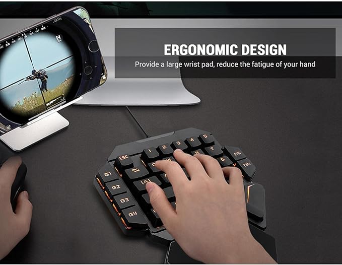 Joyzan One Handed Keyboard Wired RGB Mechanical Gaming Keyboard 35 Key Backlit USB Professional Mini Keypad Support 6 Macro Keys Portable Single Hand Ergonomic Controller Wrist Rest PC Gamer Laptop