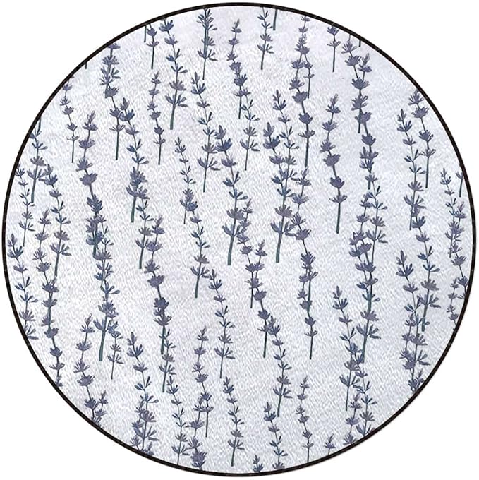 Dreamlike Round Area Rug Swivel Chair Mats for Hardwood Floor Washable Waterproof Spill Mat Anti-Slip Floor Protector Lavender Nature PatternGreen Diameter 47.2 in