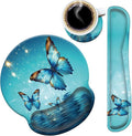 Mouse Pad Wrist Support and Keyboard Wrist Rest with CoasterNon-Slip Rubber Base Ergonomic Gaming Mousepad for Home Office Working Studying Easy Typing &amp Pain ReliefBlue Magic Butterfly Over Wat
