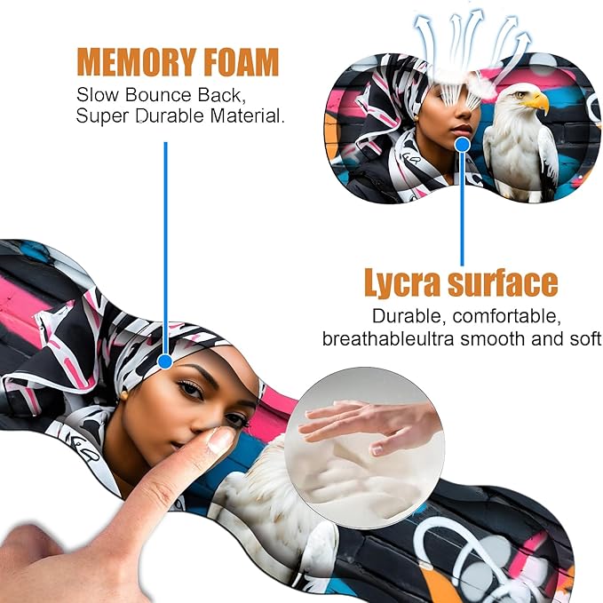 4 in 1 Ergonomic Keyboard Wrist Rest &amp Mouse Pad Wrist Rest Set Large XXL Gaming Desk Mat 31.5x 11.8 with Non-Slip Base Memory Foam for Home Office Study Gaming American Black Girl Bald Eagle