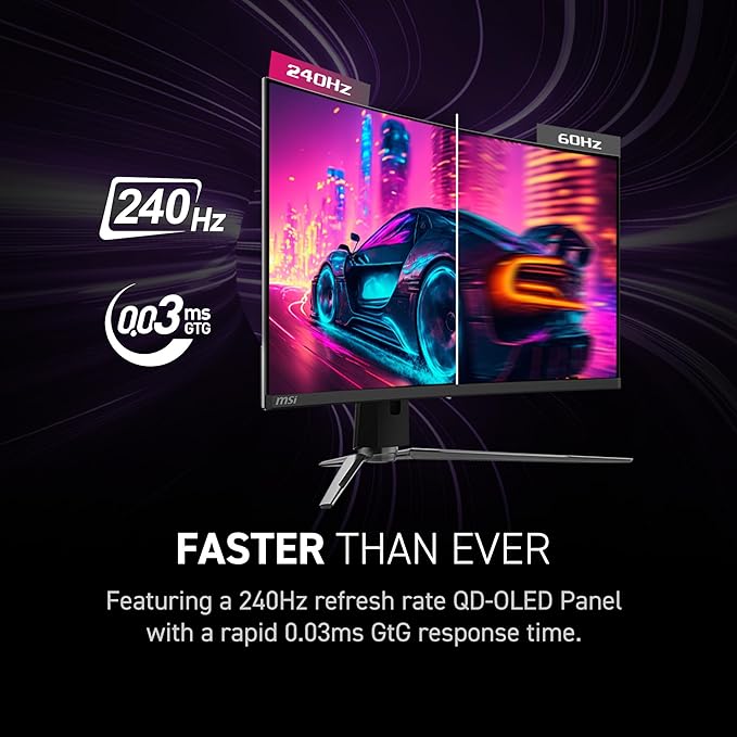 msi MPG 321CURX QD-OLED 32-inch 3840 x 2160 (UHD) Computer Monitor 240Hz Adaptive-Sync HDMI DP Port VESA Mountable Tilt Speaker 0.03ms Black