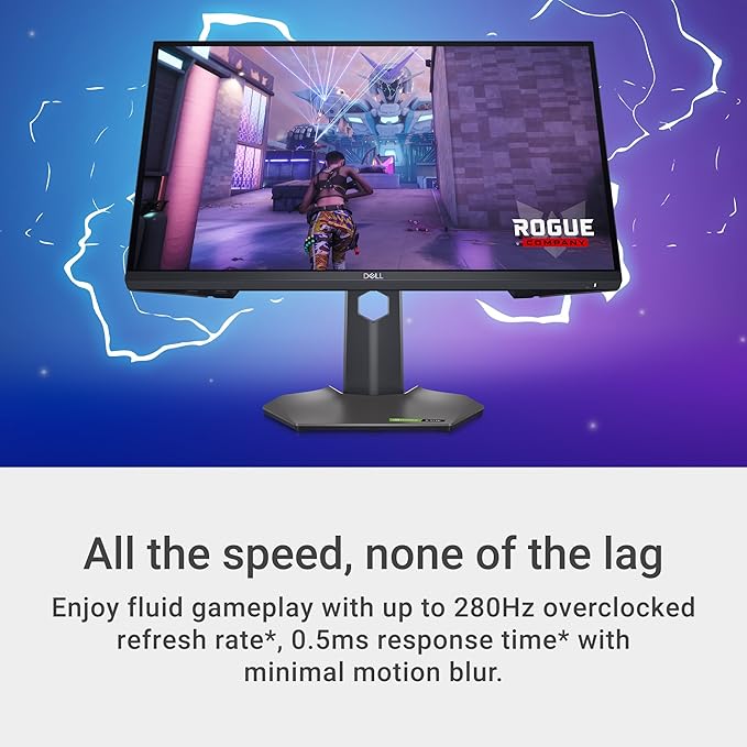Dell G2524H Gaming Monitor - 24.5-inch FHD (1920x1080) 280Hz 0.5Ms Display AMD FreeSync+NVIDIA G-SYNC Adaptive Sync Technology Height/Pivot/Swivel/Tilt Adjustability - Black (Renewed)