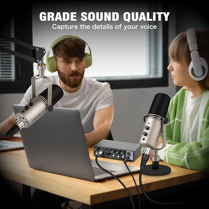 USB/XLR Podcasting Dynamic MicrophoneProfessional USB Gaming Microphone for PC Computer with Noise CancellingMetal XLR Streaming Mic Kit for VocalInstruments RecordingVoice OverYouTube