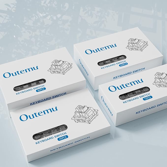 OUTEMU Crystal Blue Keyboard Switch with Dustproof StemClickers for 3D Prints3-Pin Clicky Pre-Lubed for Mechanical Gaming Keyboard with 3 Kailh Box Clicky Switches(105+3Pcs)