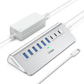 Powered USB Hub 10Gbps intpw YH6AC Plus 11 Port USB 3.2 Hub(USB A/USB C 3.2+4 USB-A 3.0+2 PD 45W Fast Charging Ports+SD/TF Card Reader) 65W Power AdapterAluminum USB HUB for PCLaptopiPhone 17/16