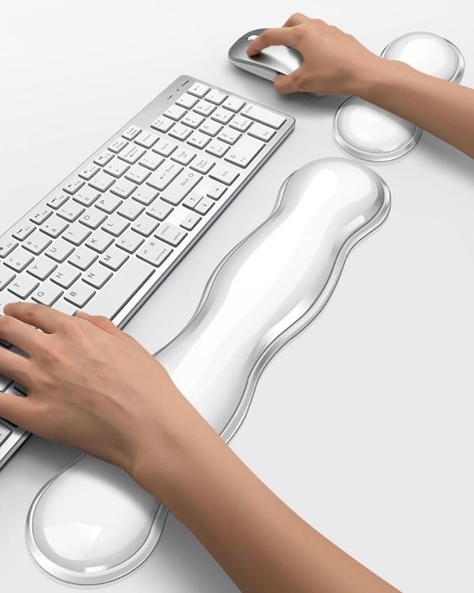Mouse Pad with Wrist Rest Soft Cloud Gel Keyboard Mouse Pad Set with Hand Wrist Support Cute Non Slip Office Desk Accessories for Comfort/Pain Relief/PC Gaming/Computer/Laptop (Clear Wave)