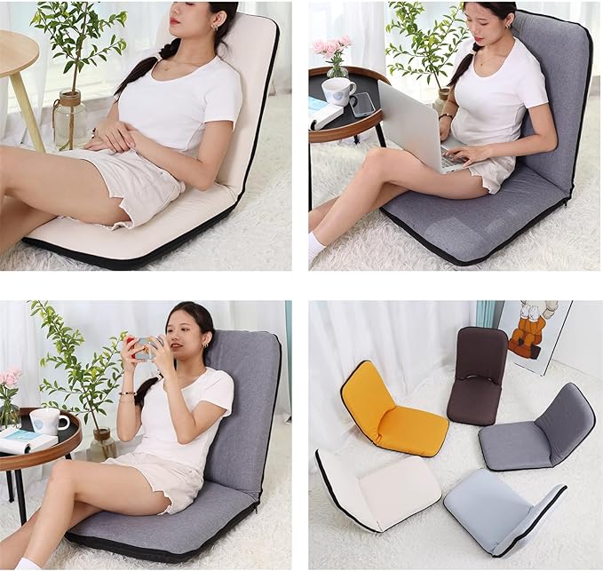 BTZHY Floor Chair Floor Chair with Back Support Floor Chairs for Adults Folding Floor Gaming Chair Portable Legless Chair 5 Adjustable Position for Balcony Reading Bedroom Study RoomBlue
