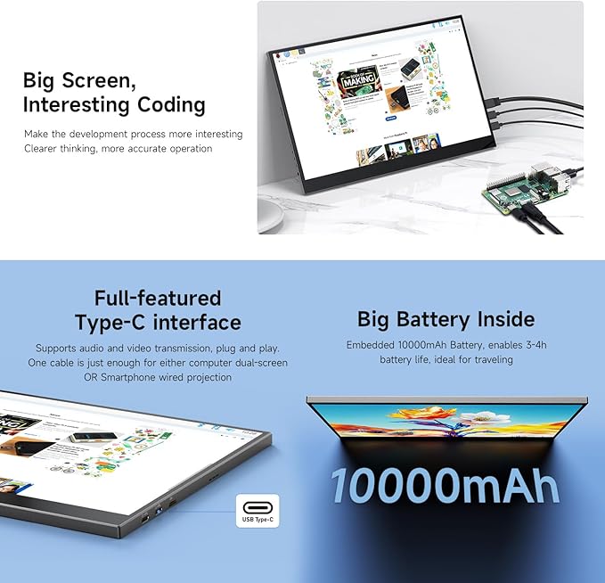 Waveshare 15.6inch 10-Point Capacitive Touch Monitor Comes with A Protective Case Compatible with Raspberry Pi 5/4B/3B/Zero/Zero W/Zero 2W/Pico/PicoWindows Jetson Nano/TX2/Xavier NX/Orin