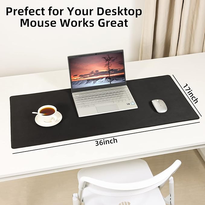 Large Mouse Pad 36x17 in Gaming Mouse MatWaterproof and Non-Slip Desktop Pad for Computer KeyboardBlackXL